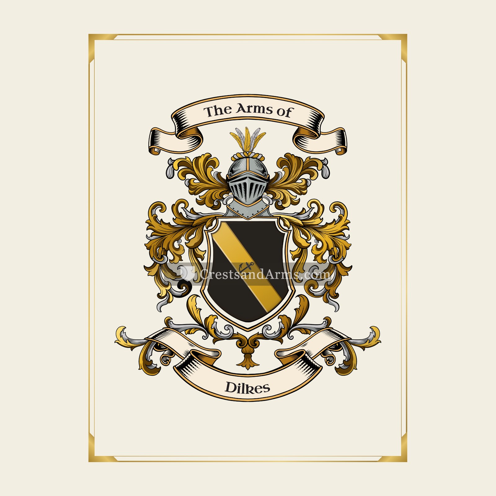 With gold border