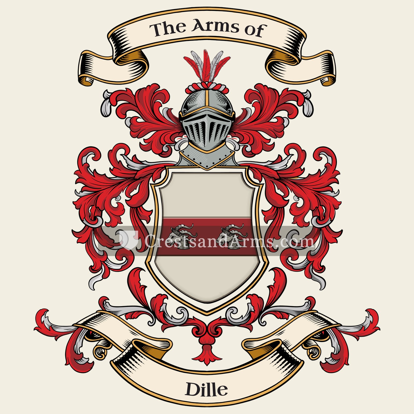 The Dille coat of arms, drawn from the recorded blazon