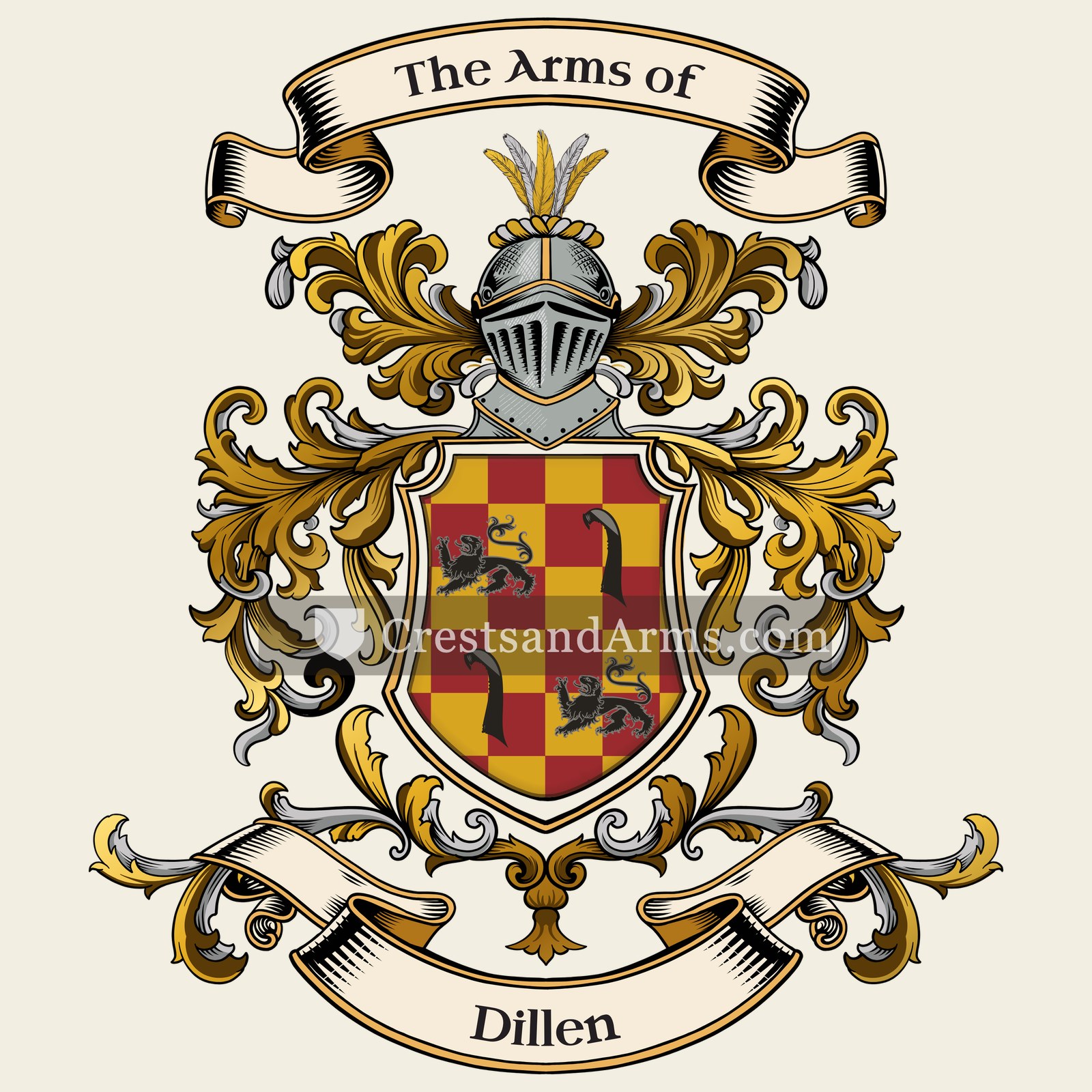 The Dillen coat of arms, drawn from the recorded blazon