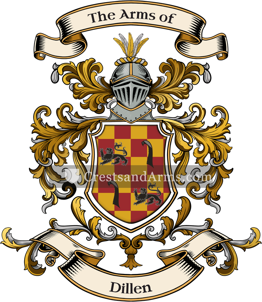 The Dillen coat of arms, drawn from the recorded blazon