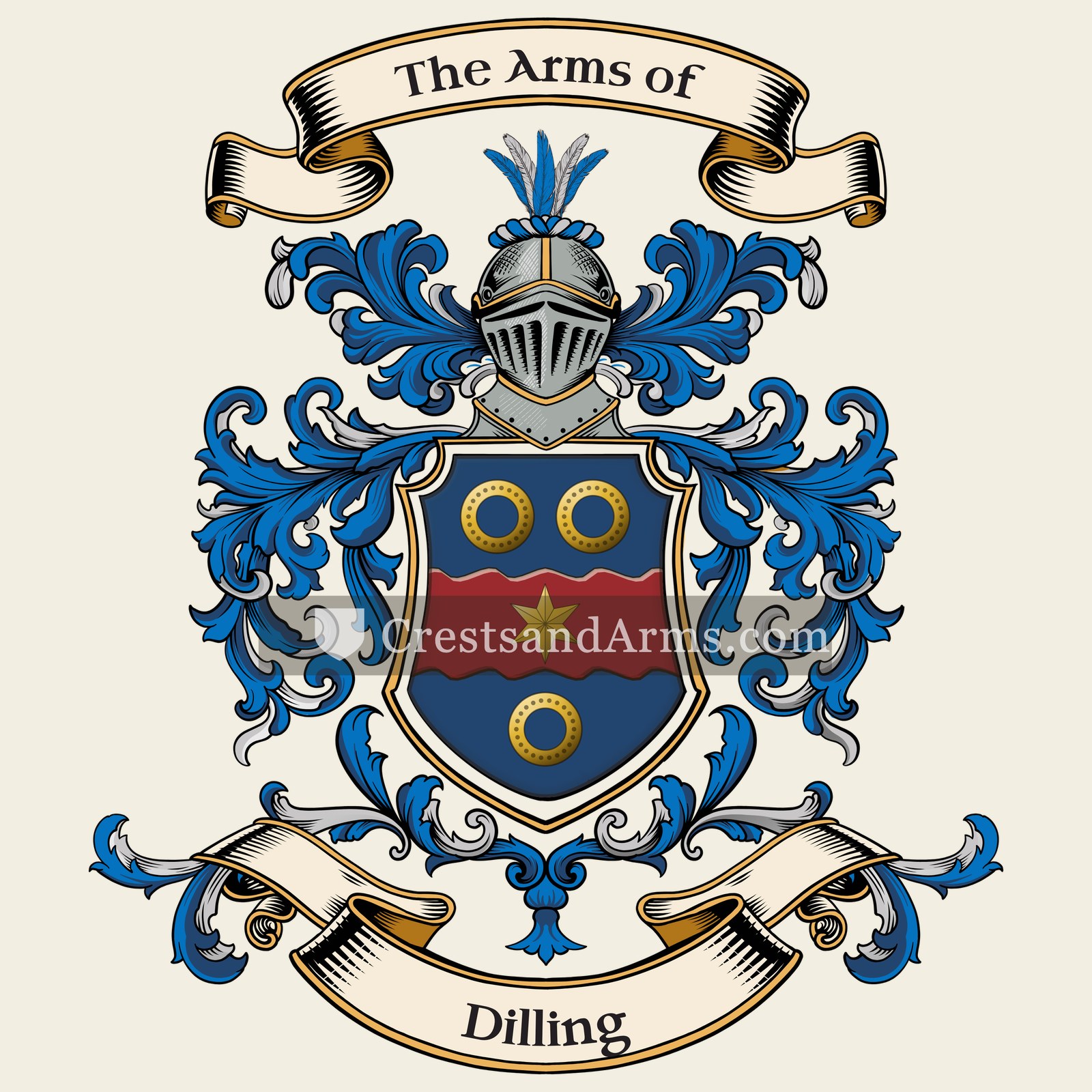 The Dilling coat of arms, drawn from the recorded blazon