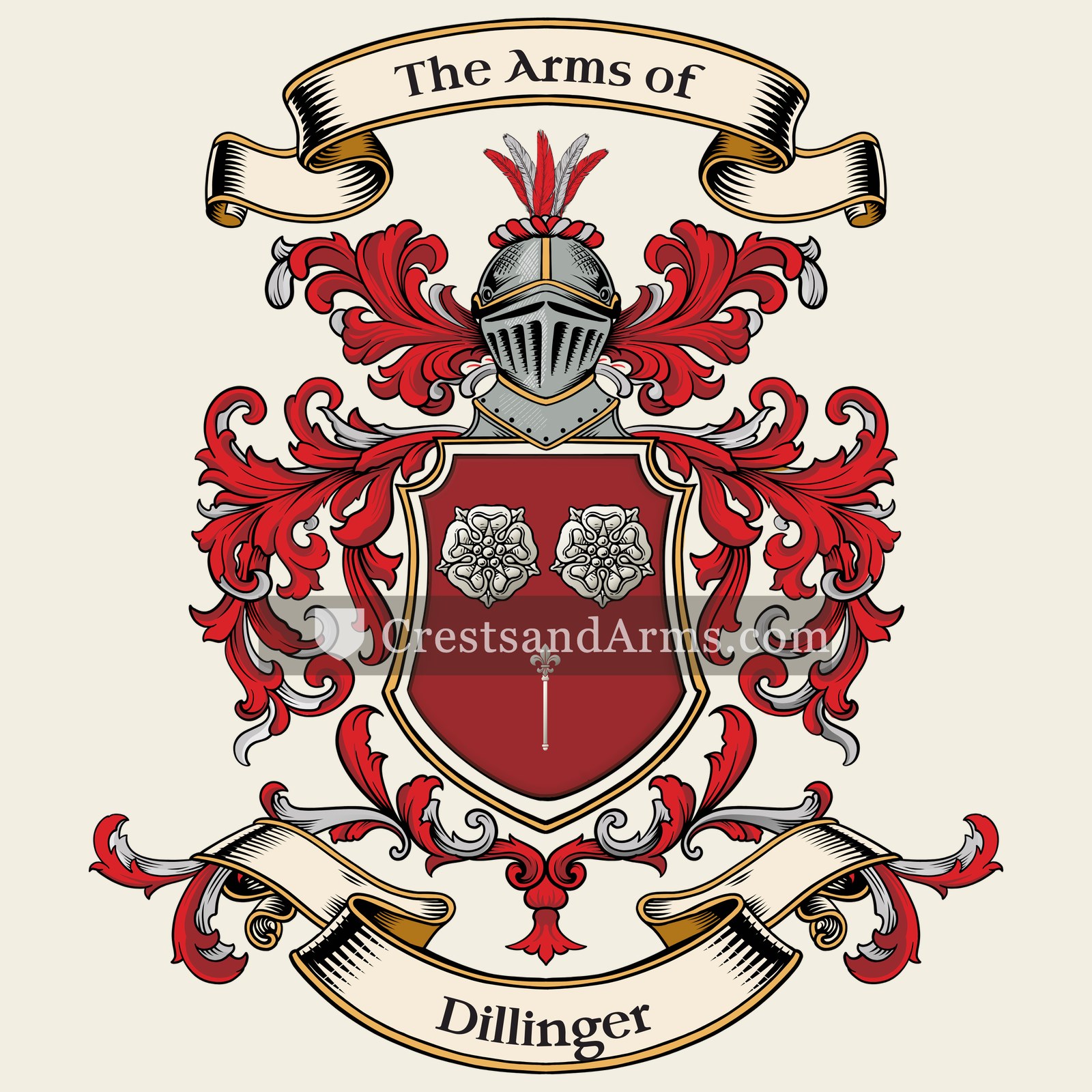 The Dillinger coat of arms, drawn from the recorded blazon