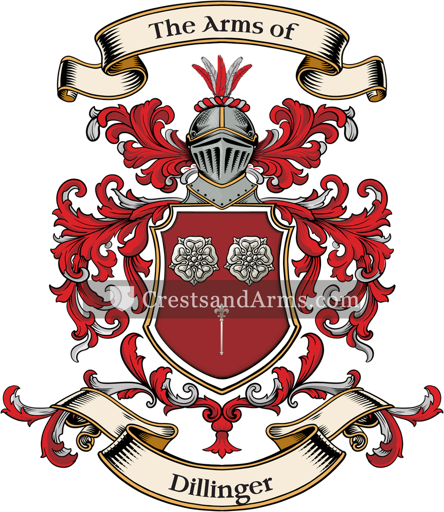 The Dillinger coat of arms, drawn from the recorded blazon