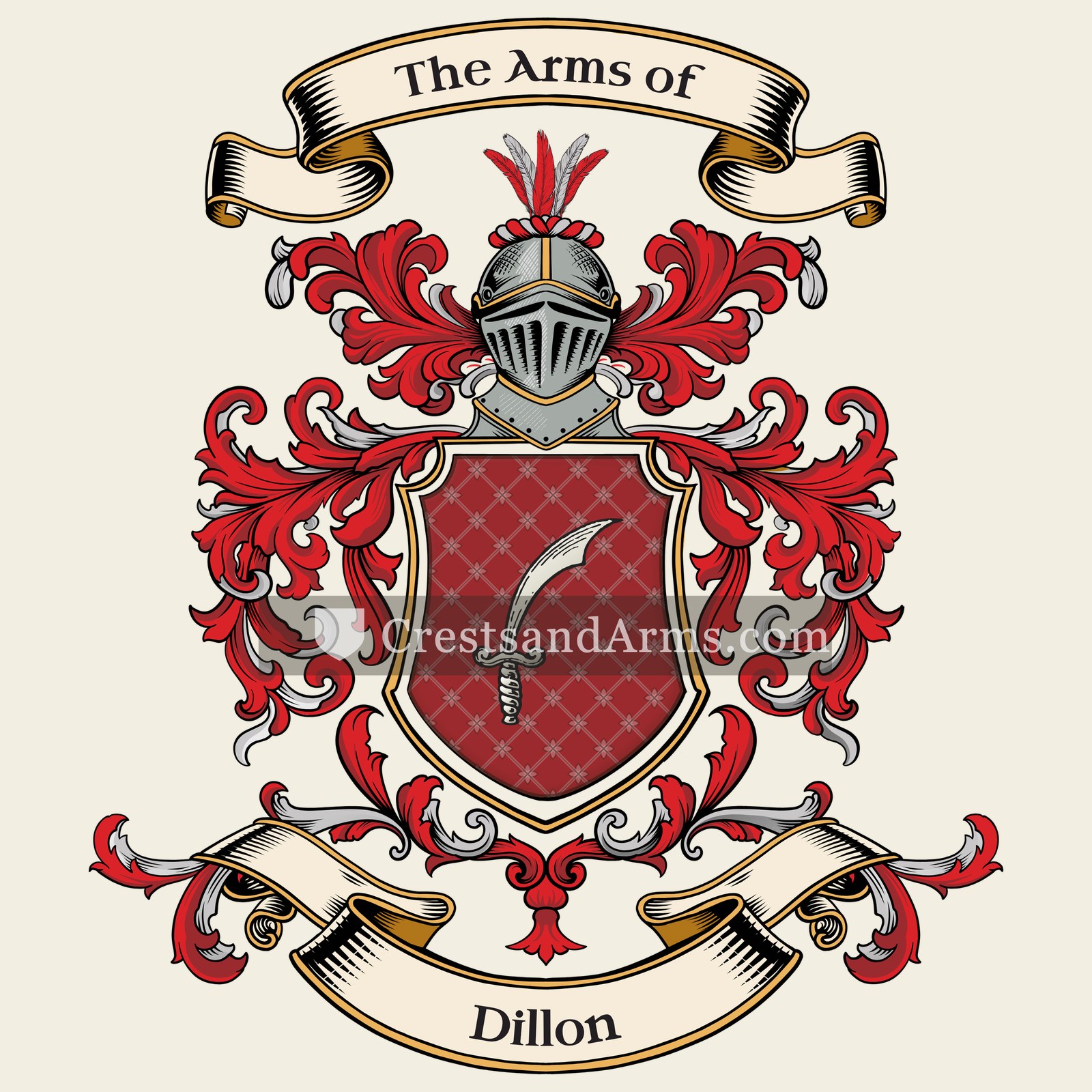 The Dillon coat of arms, drawn from the recorded blazon