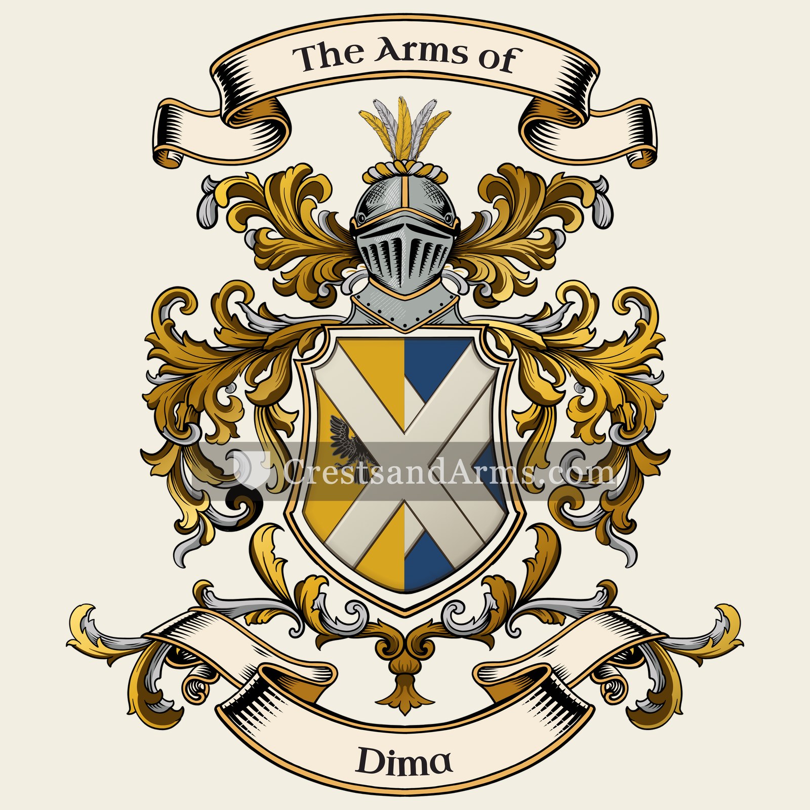 The Dima coat of arms, drawn from the recorded blazon