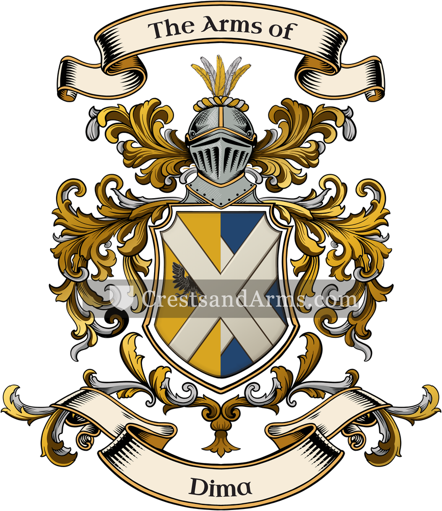 The Dima coat of arms, drawn from the recorded blazon