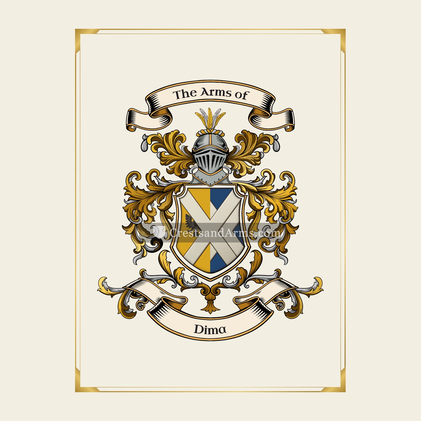 With gold border