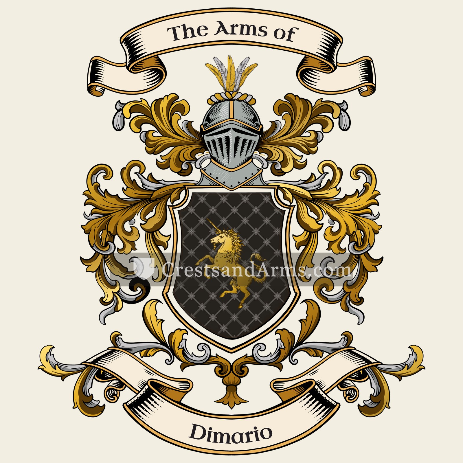 The Dimario coat of arms, drawn from the recorded blazon