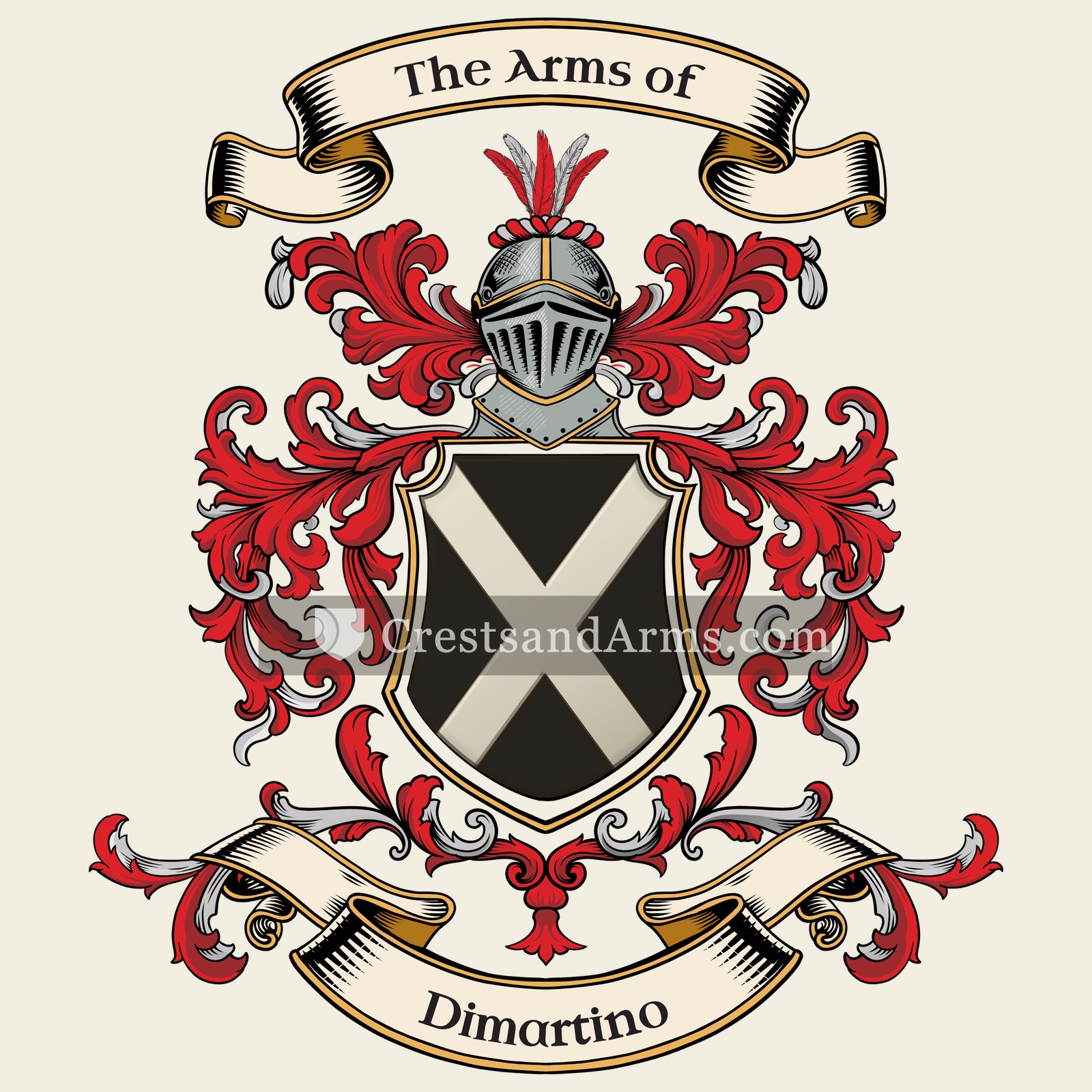 The Dimartino coat of arms, drawn from the recorded blazon