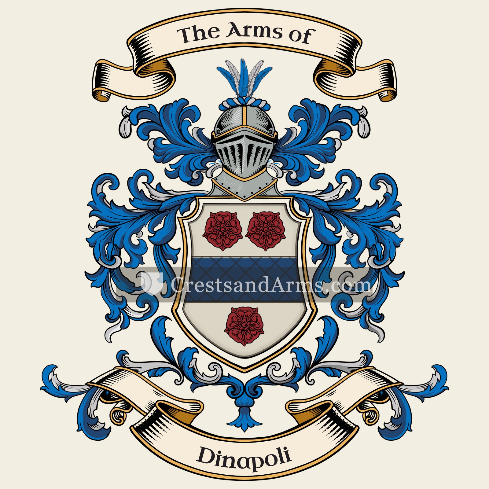 The Dinapoli coat of arms, drawn from the recorded blazon