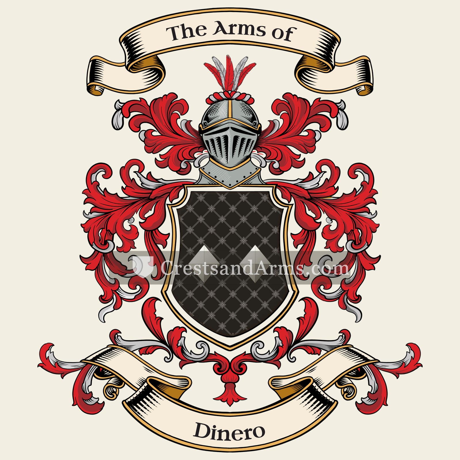 The Dinero coat of arms, drawn from the recorded blazon