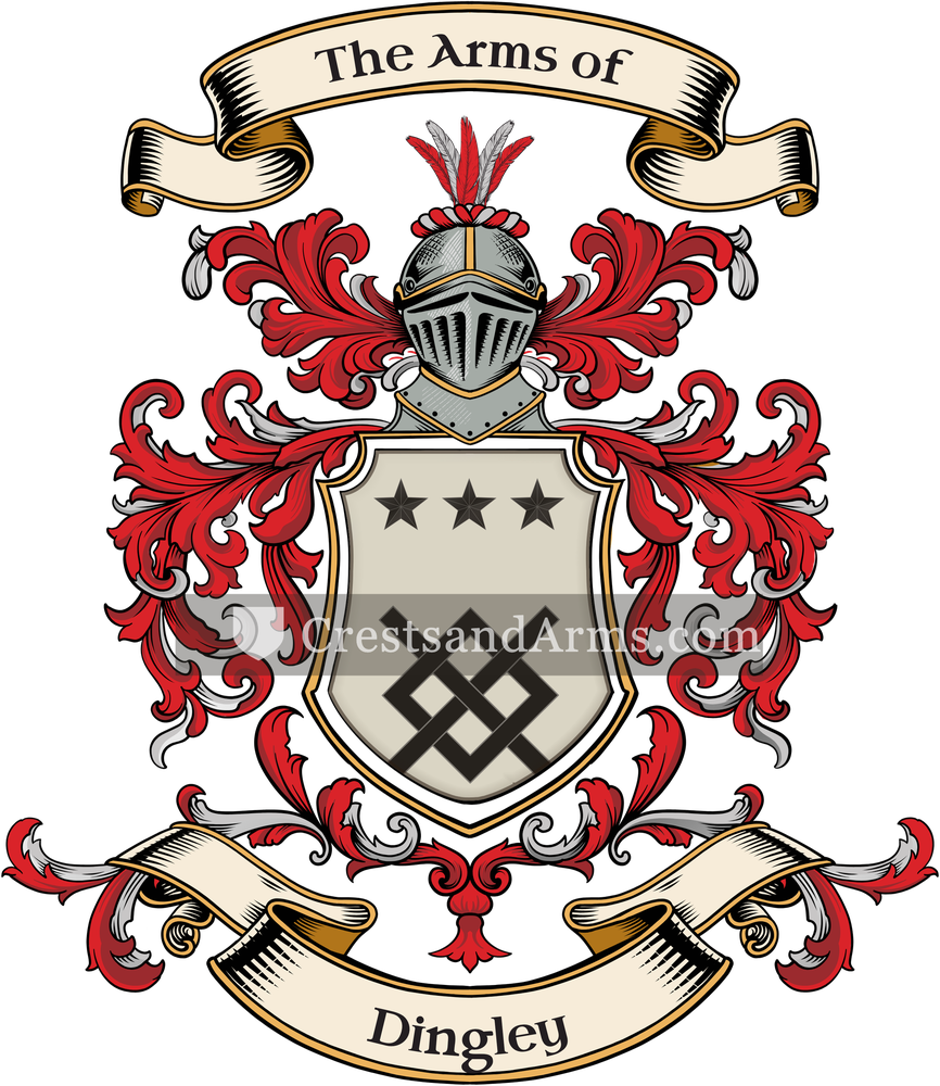 The Dingley coat of arms, drawn from the recorded blazon