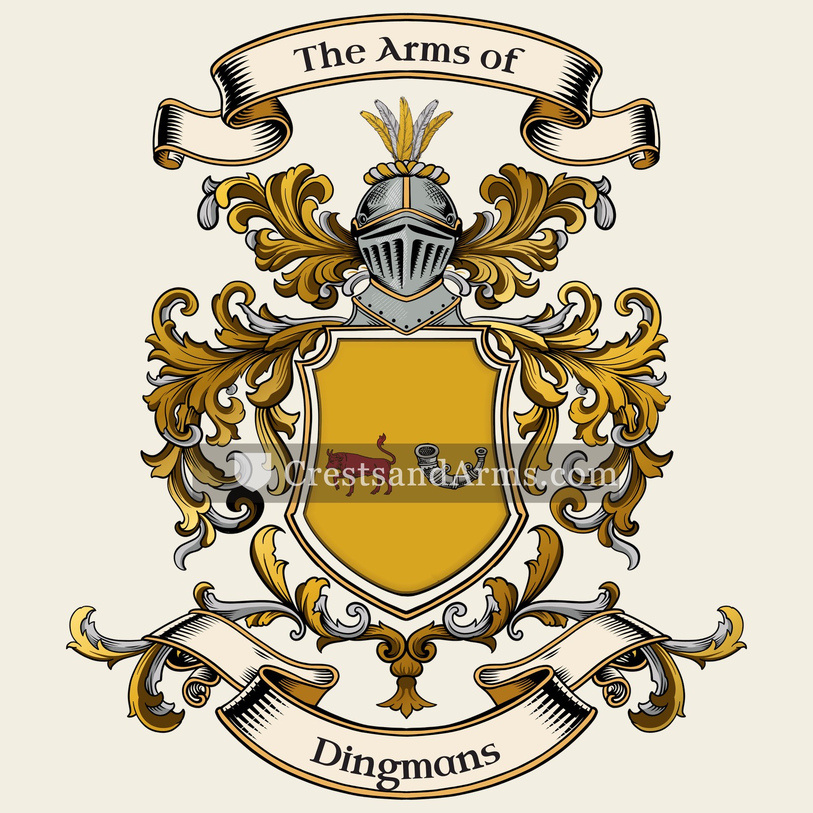 The Dingmans coat of arms, drawn from the recorded blazon