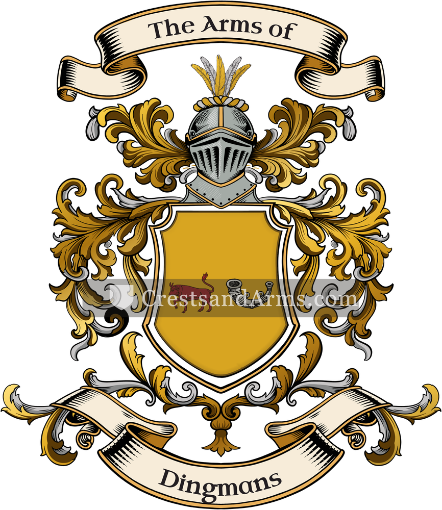 The Dingmans coat of arms, drawn from the recorded blazon