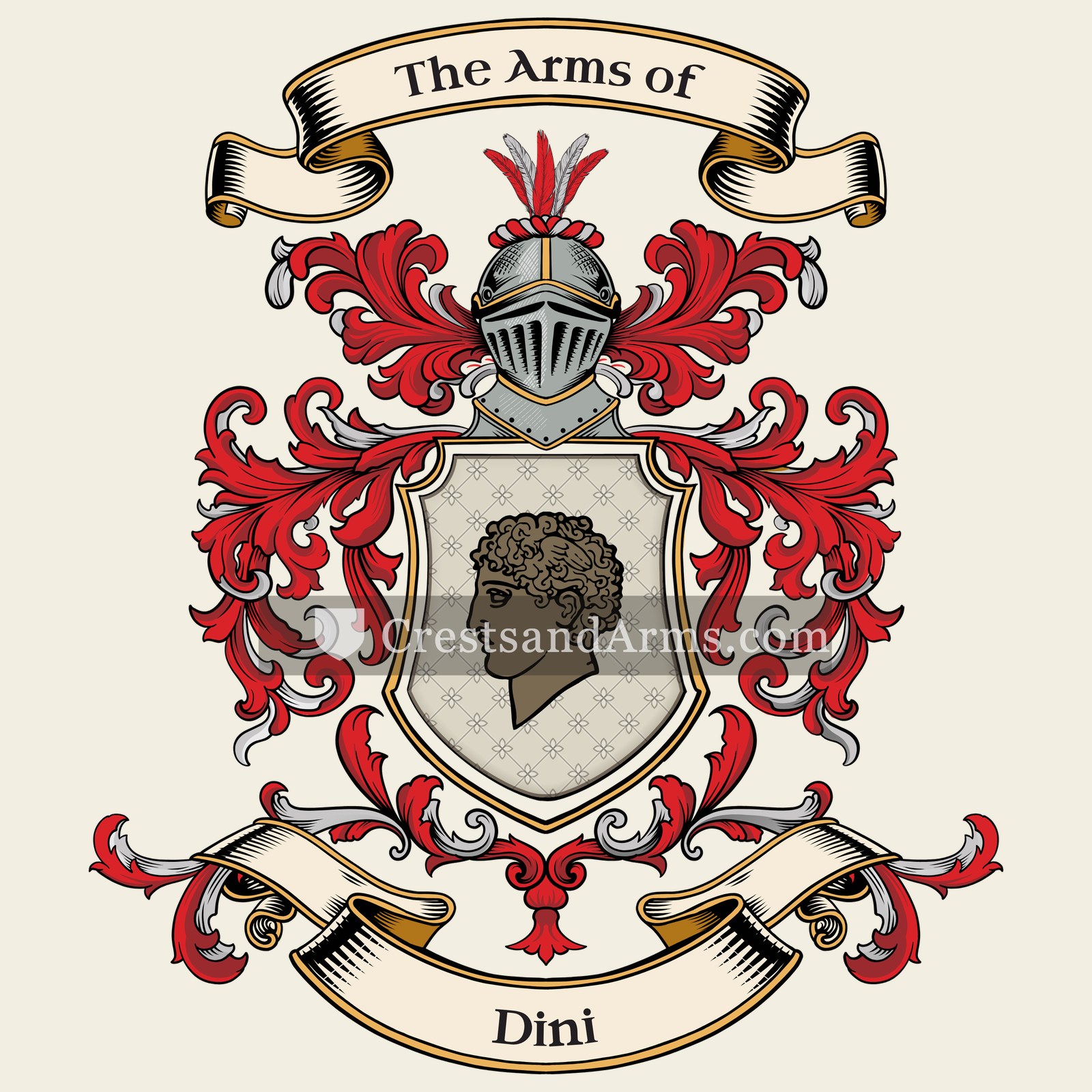 The Dini coat of arms, drawn from the recorded blazon