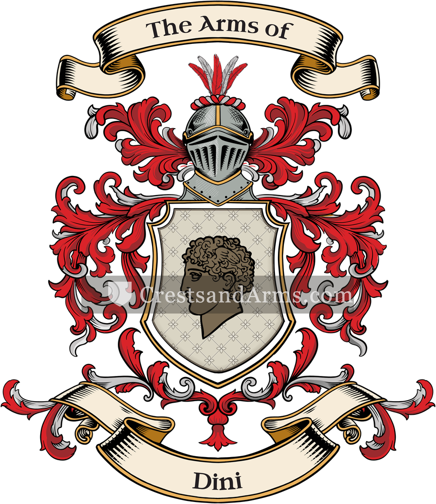 The Dini coat of arms, drawn from the recorded blazon
