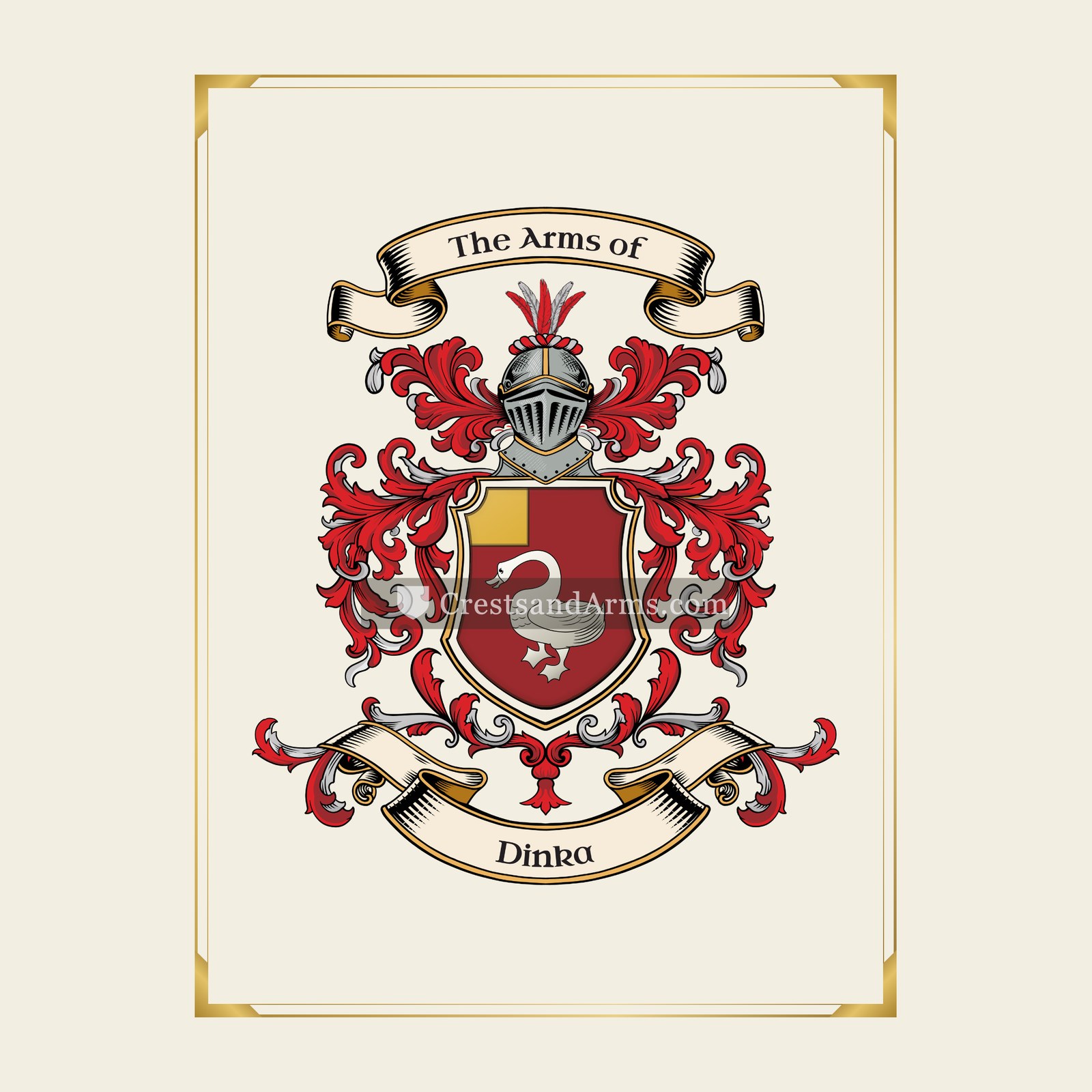With gold border