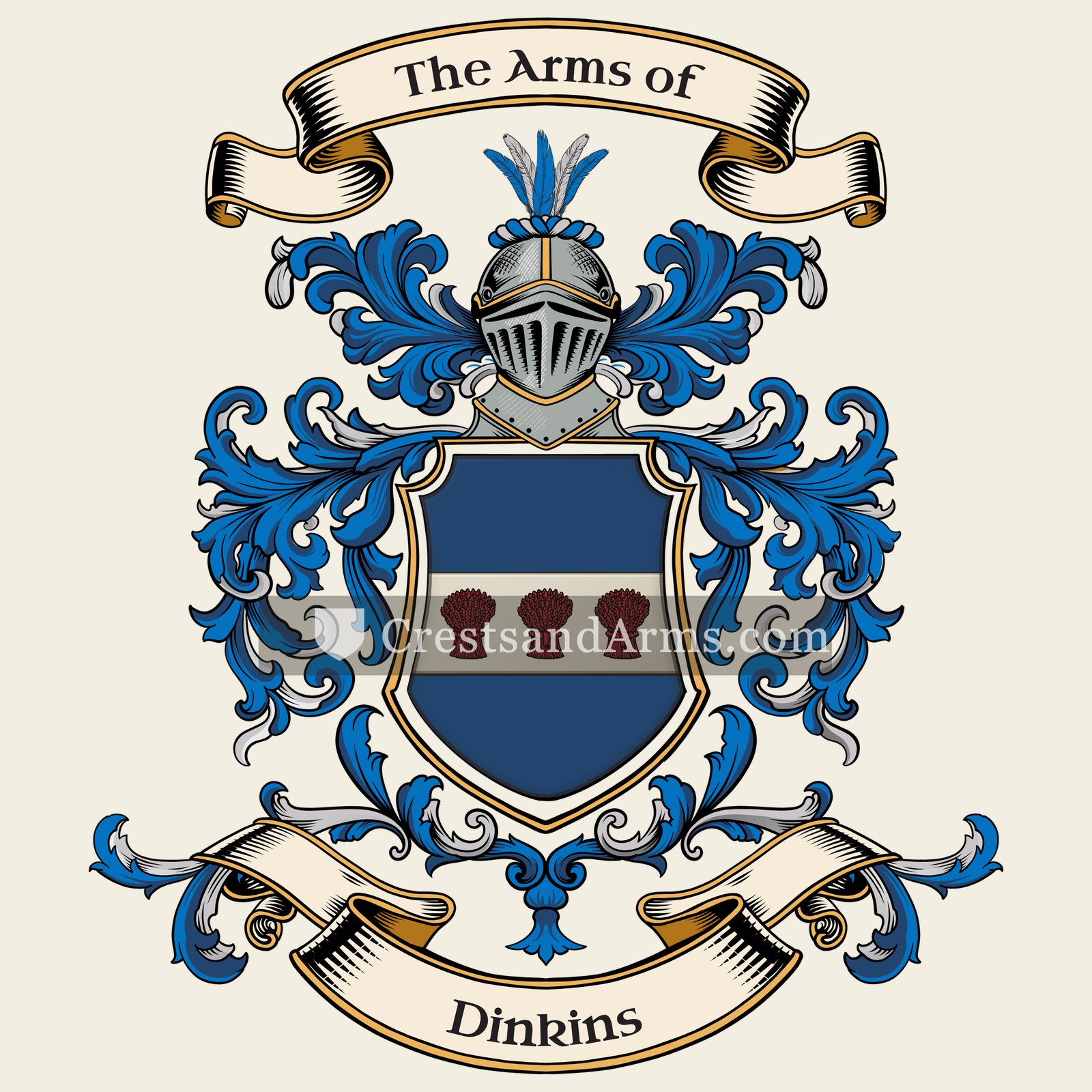 The Dinkins coat of arms, drawn from the recorded blazon
