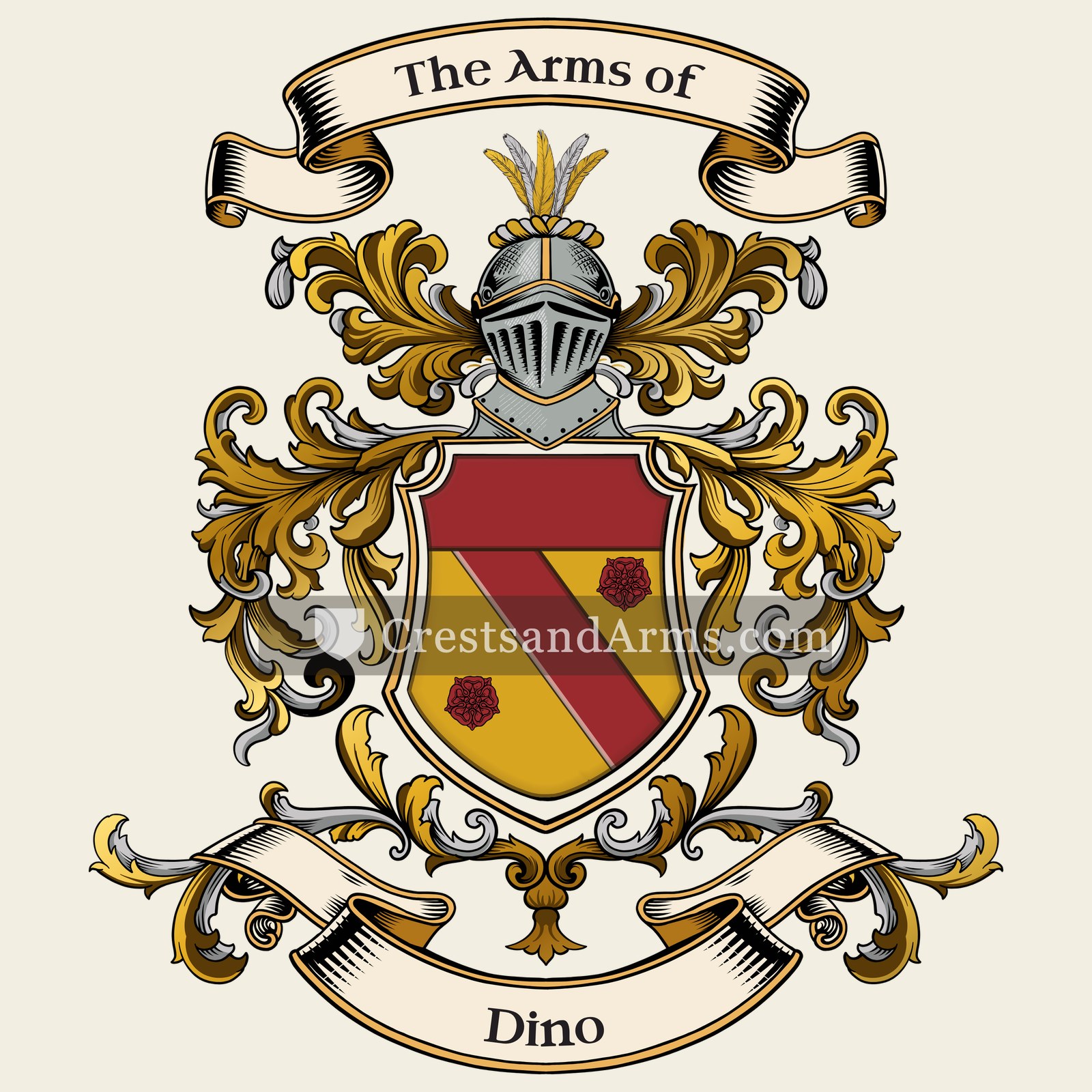 The Dino coat of arms, drawn from the recorded blazon