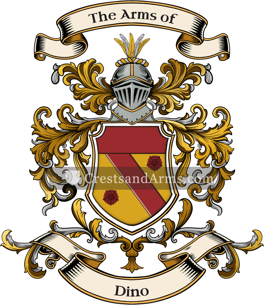 The Dino coat of arms, drawn from the recorded blazon