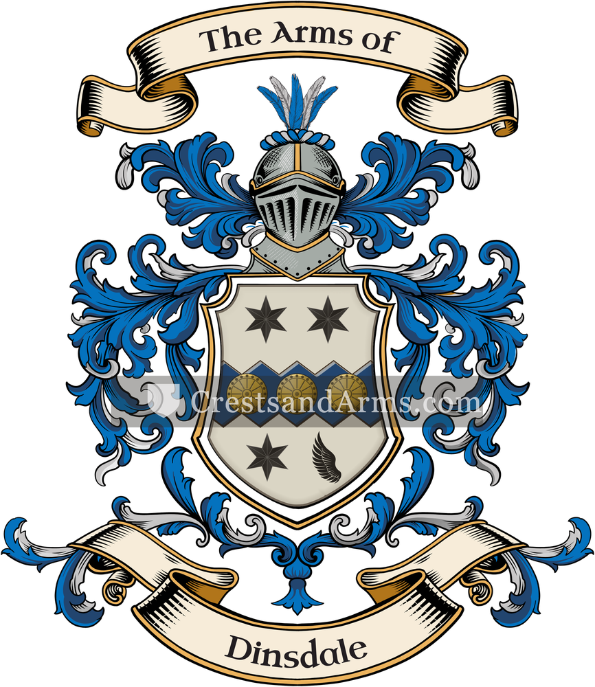The Dinsdale coat of arms, drawn from the recorded blazon