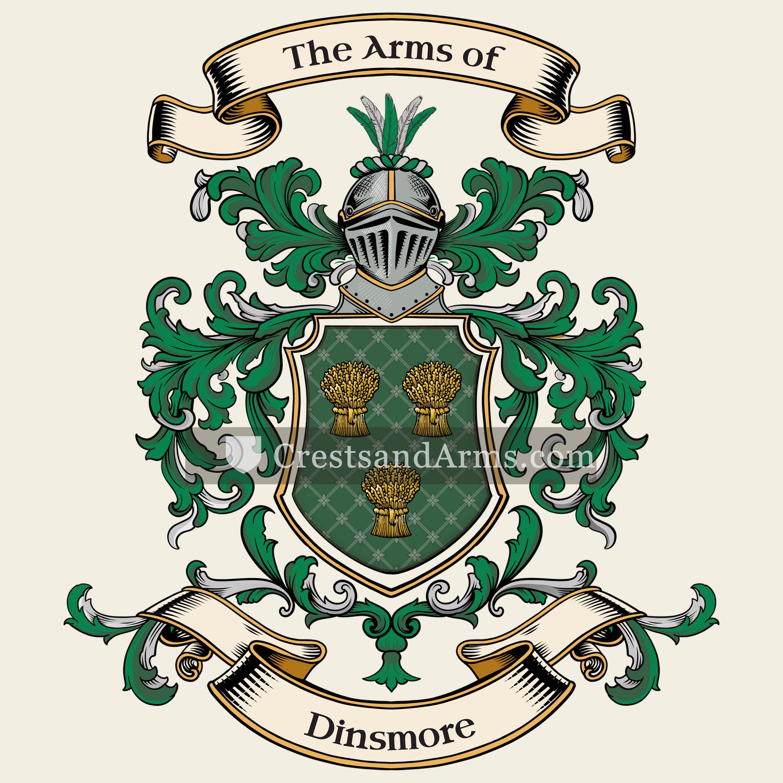 The Dinsmore coat of arms, drawn from the recorded blazon