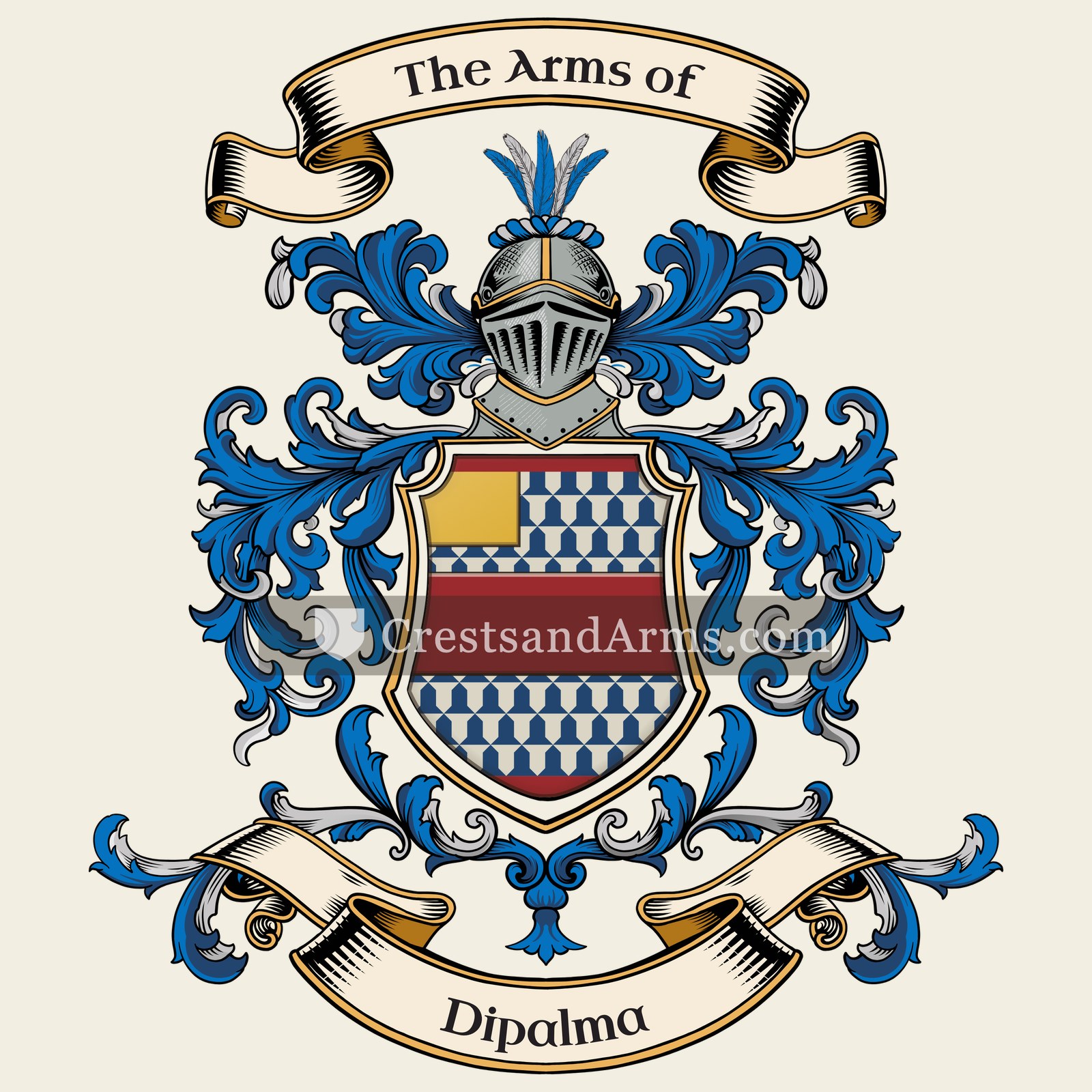 The Dipalma coat of arms, drawn from the recorded blazon