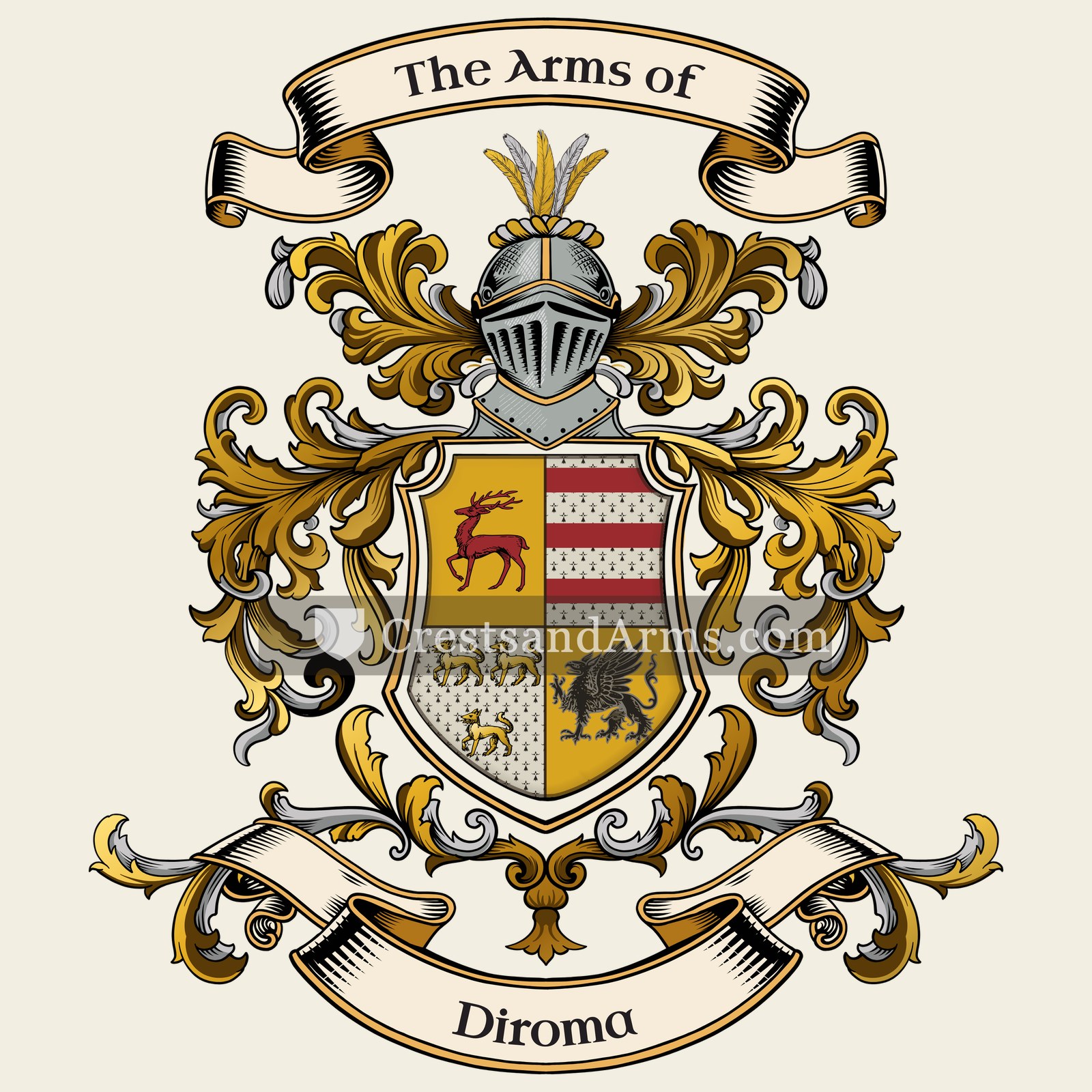 The Diroma coat of arms, drawn from the recorded blazon