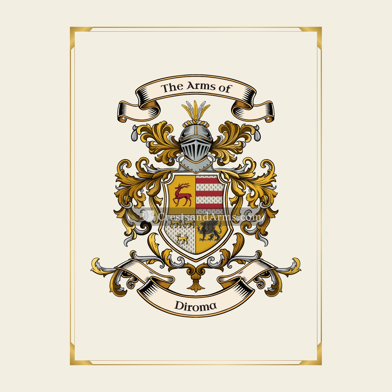 With gold border