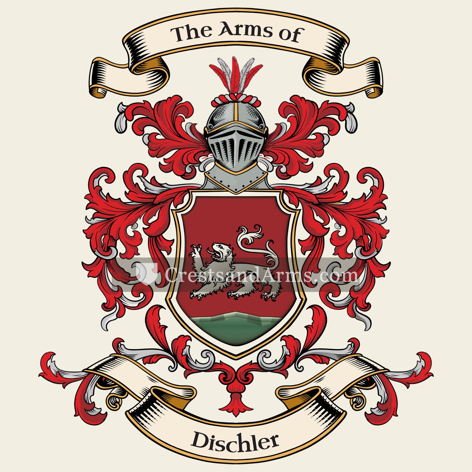 The Dischler coat of arms, drawn from the recorded blazon