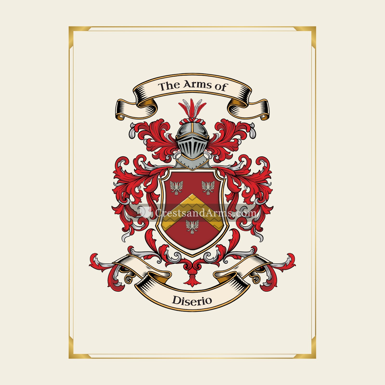 With gold border