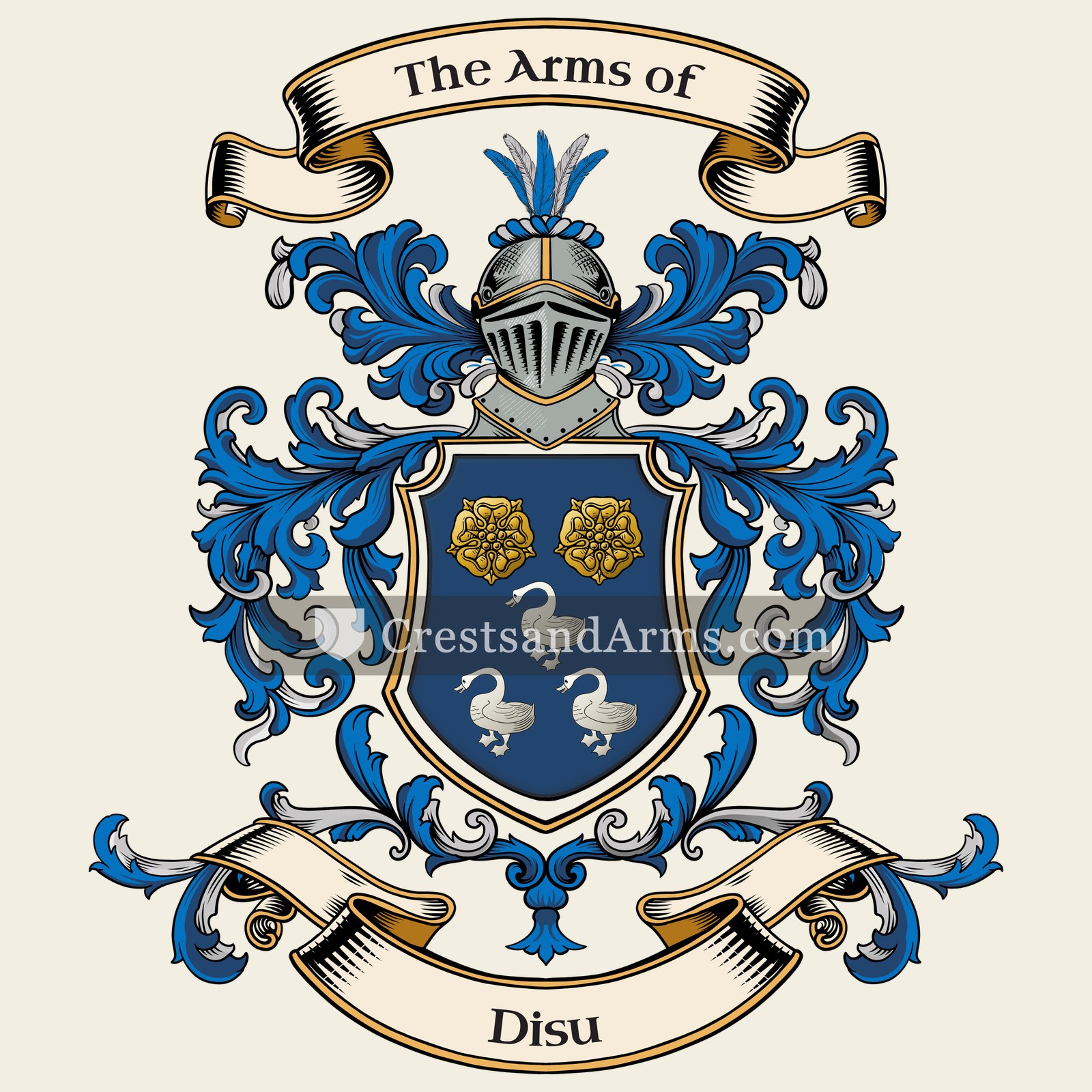 The Disu coat of arms, drawn from the recorded blazon