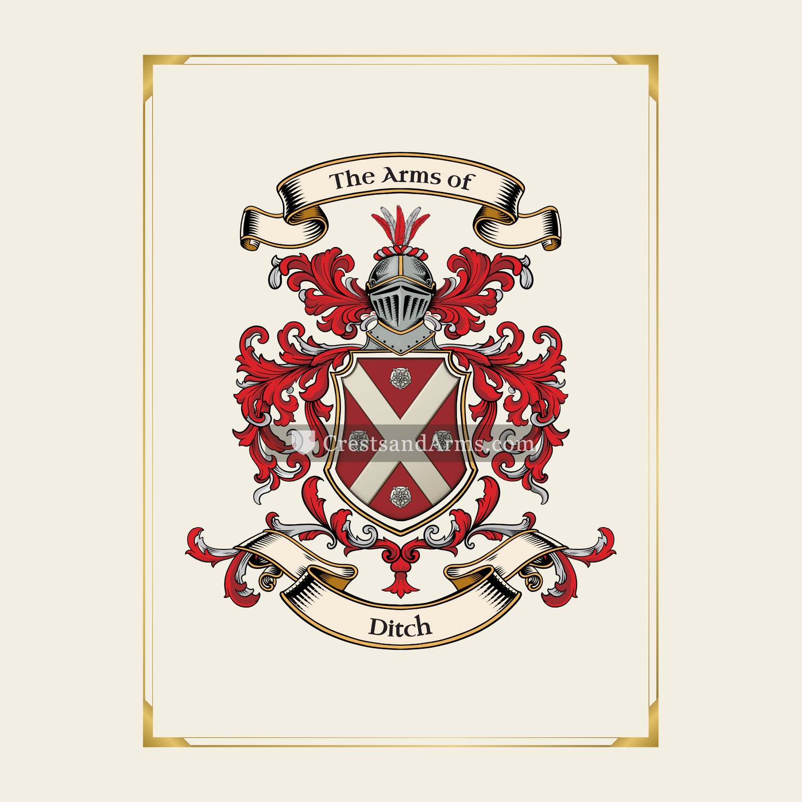 With gold border