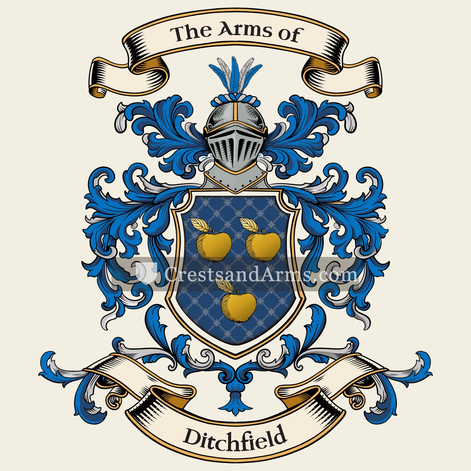 The Ditchfield coat of arms, drawn from the recorded blazon