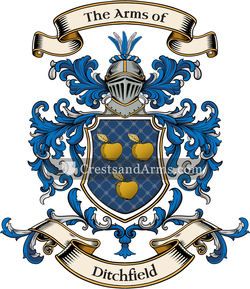 The Ditchfield coat of arms, drawn from the recorded blazon