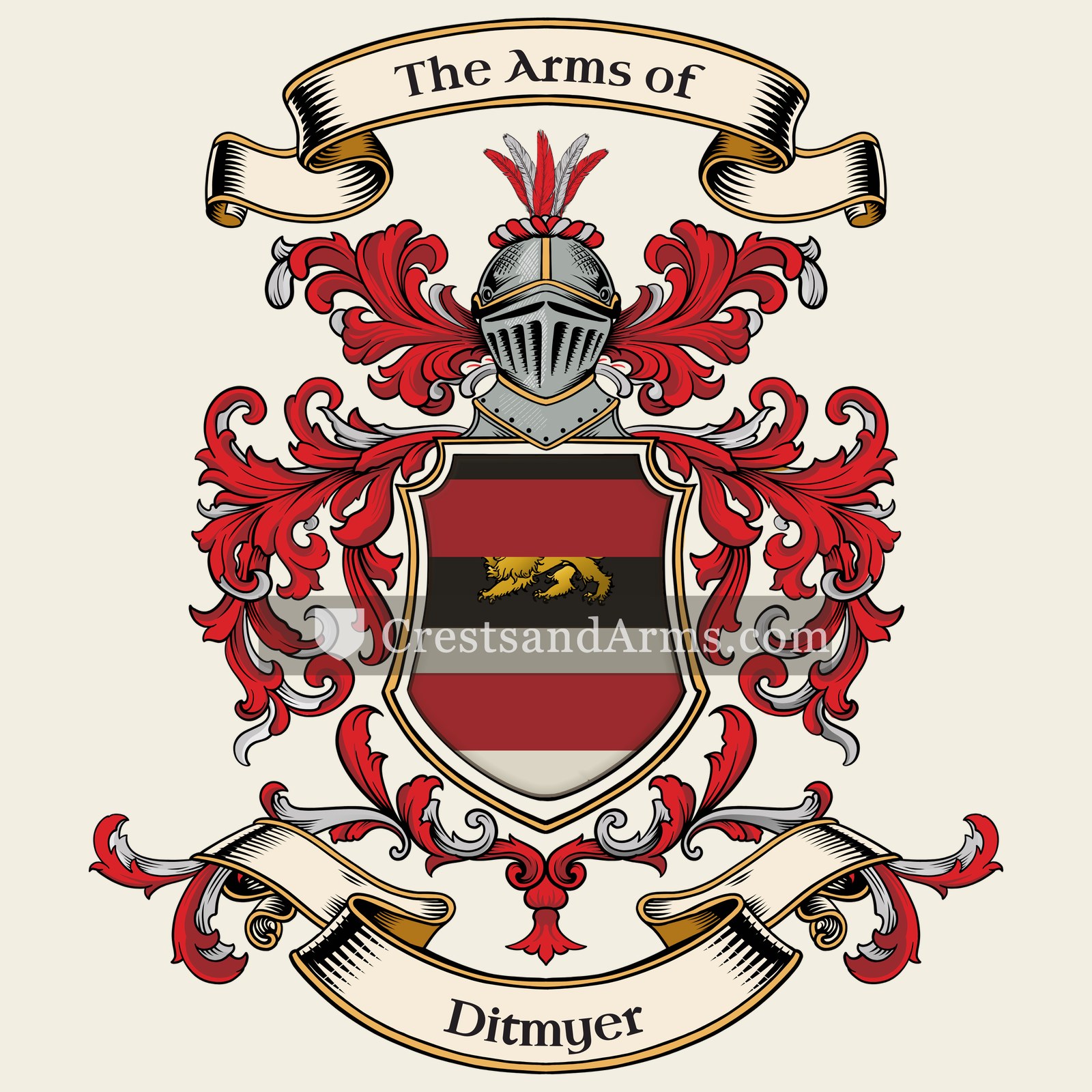 The Ditmyer coat of arms, drawn from the recorded blazon