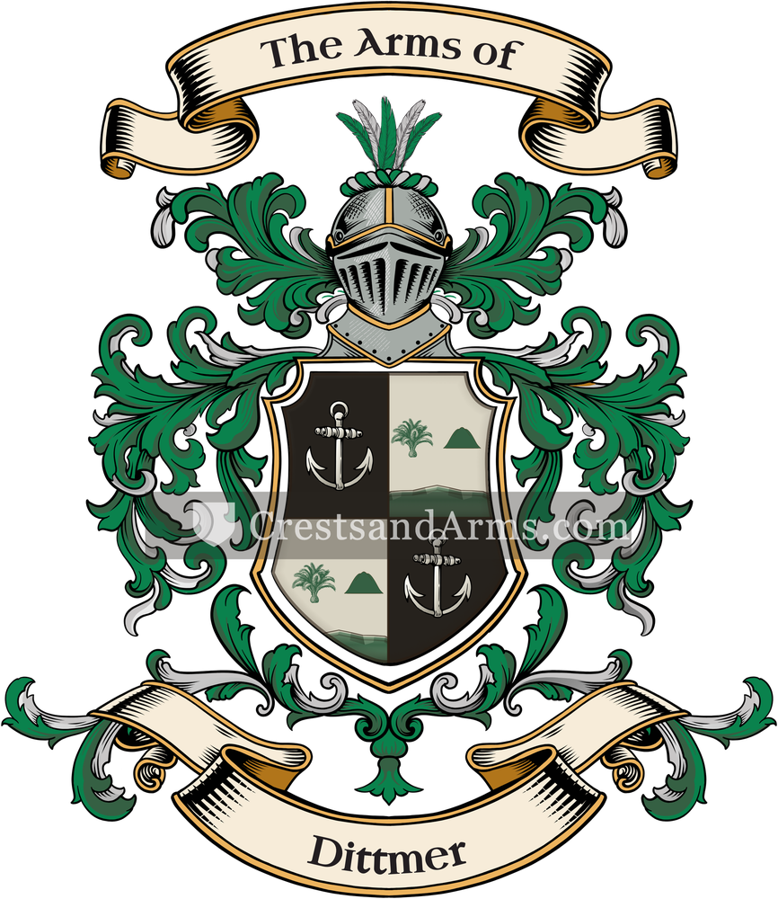 The Dittmer coat of arms, drawn from the recorded blazon