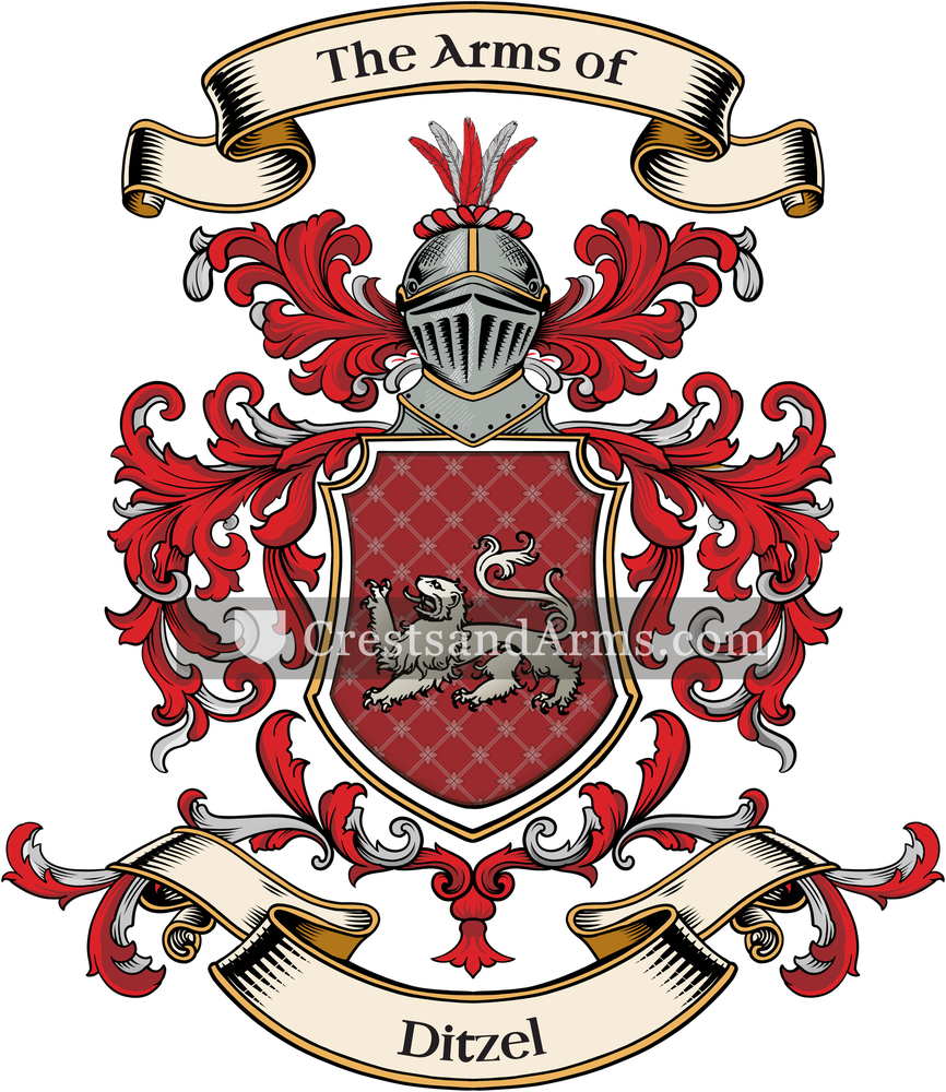 The Ditzel coat of arms, drawn from the recorded blazon