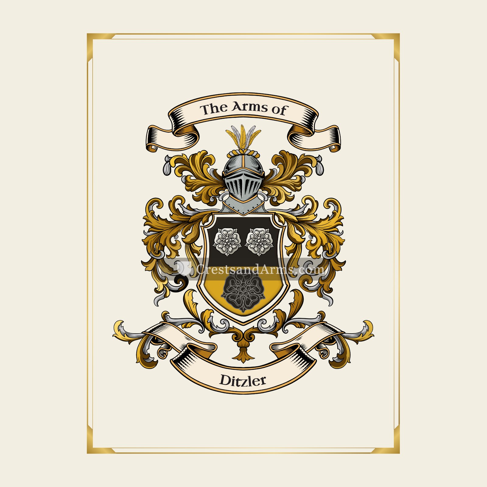 With gold border