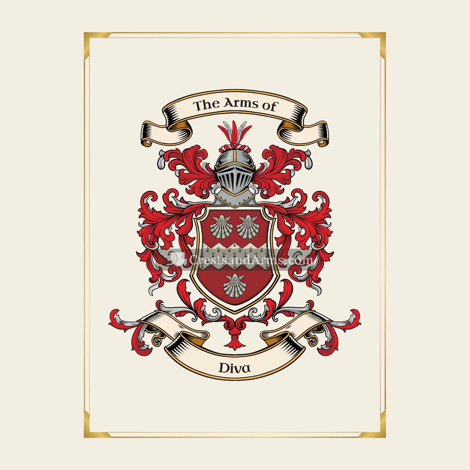With gold border
