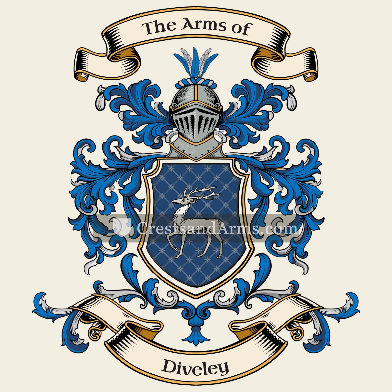 The Diveley coat of arms, drawn from the recorded blazon