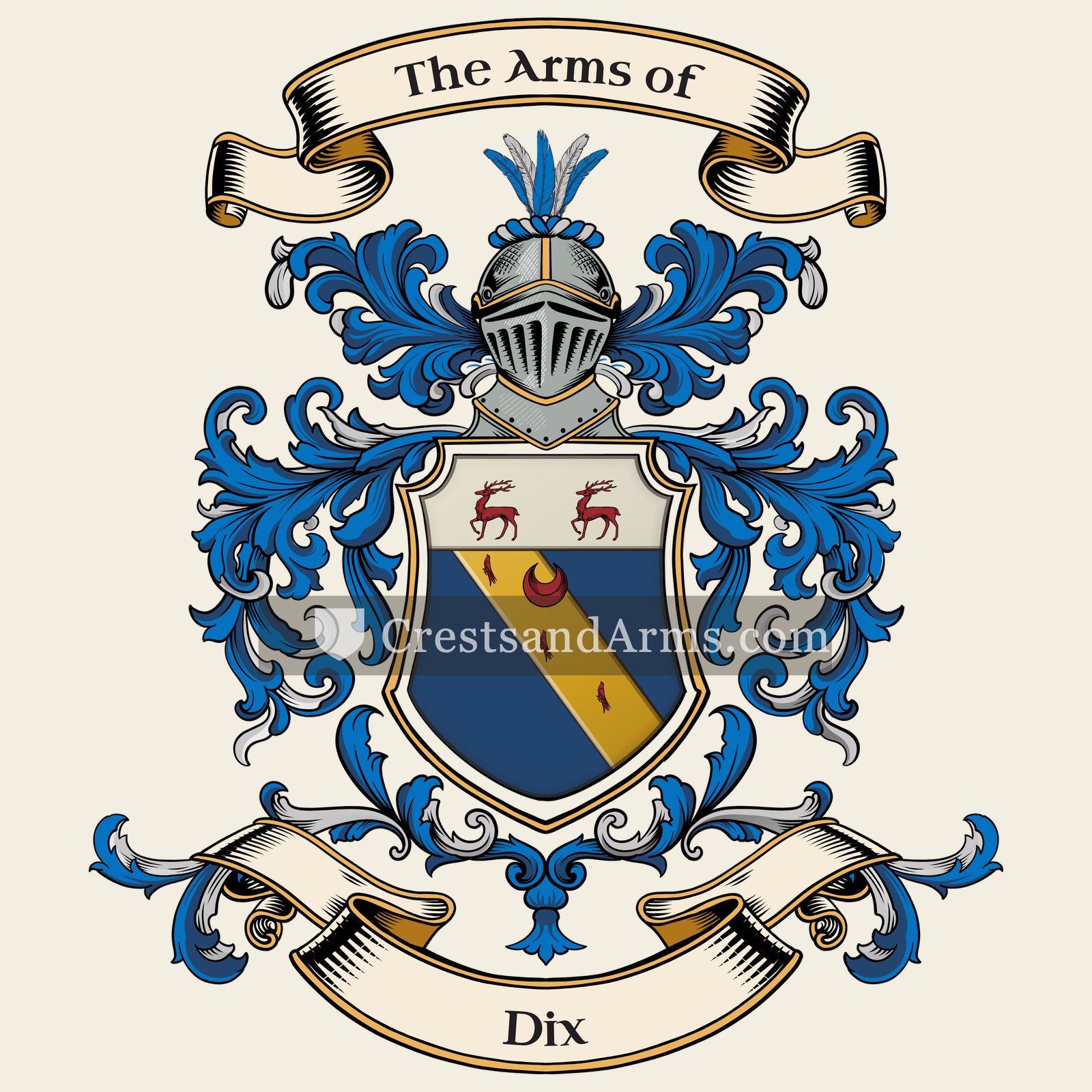 The Dix coat of arms, drawn from the recorded blazon