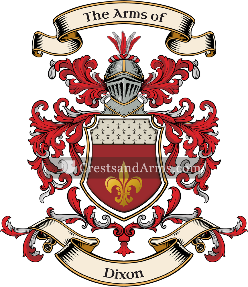 The Dixon coat of arms, drawn from the recorded blazon