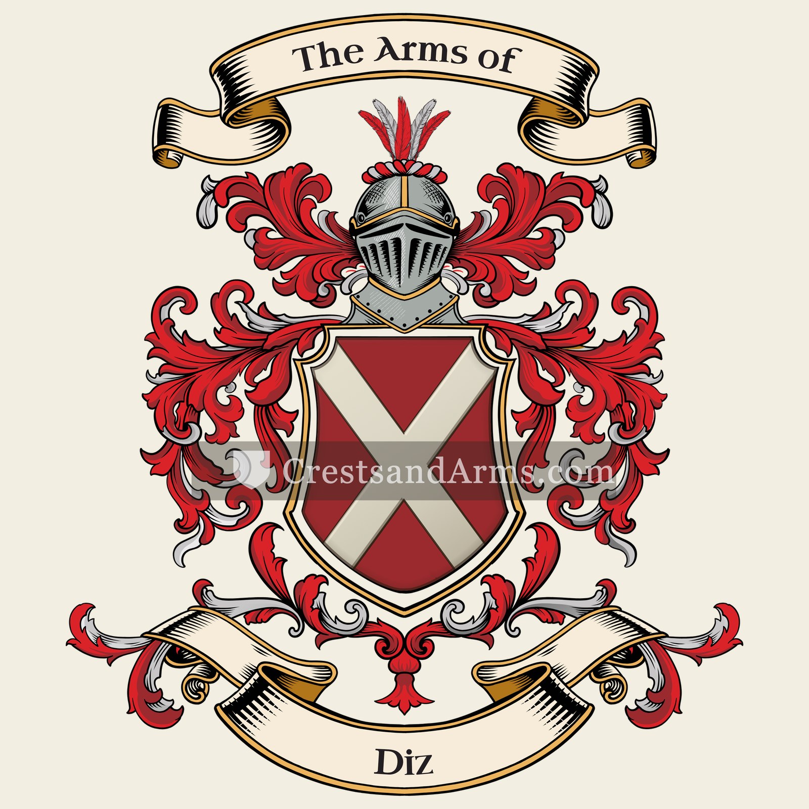 The Diz coat of arms, drawn from the recorded blazon