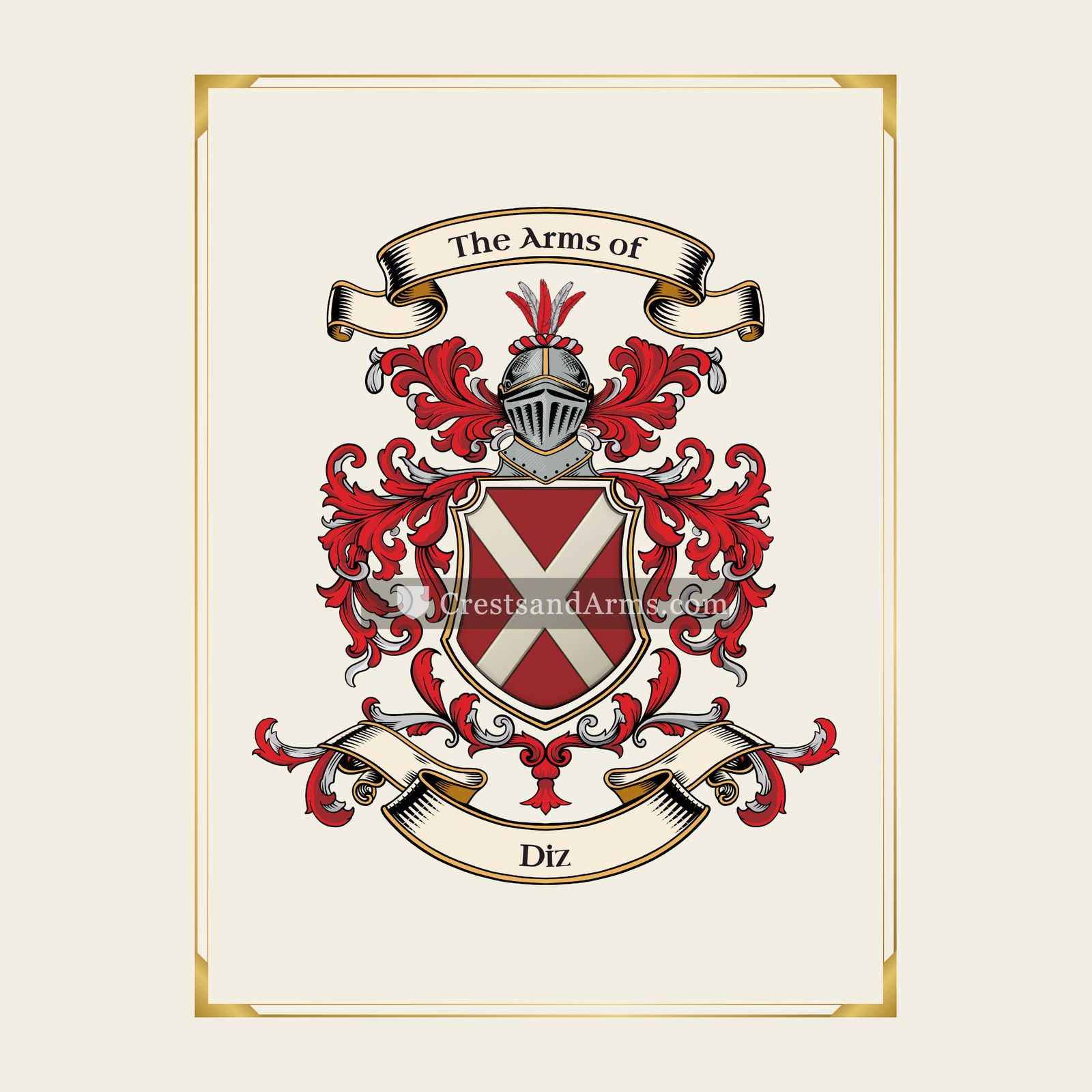 With gold border