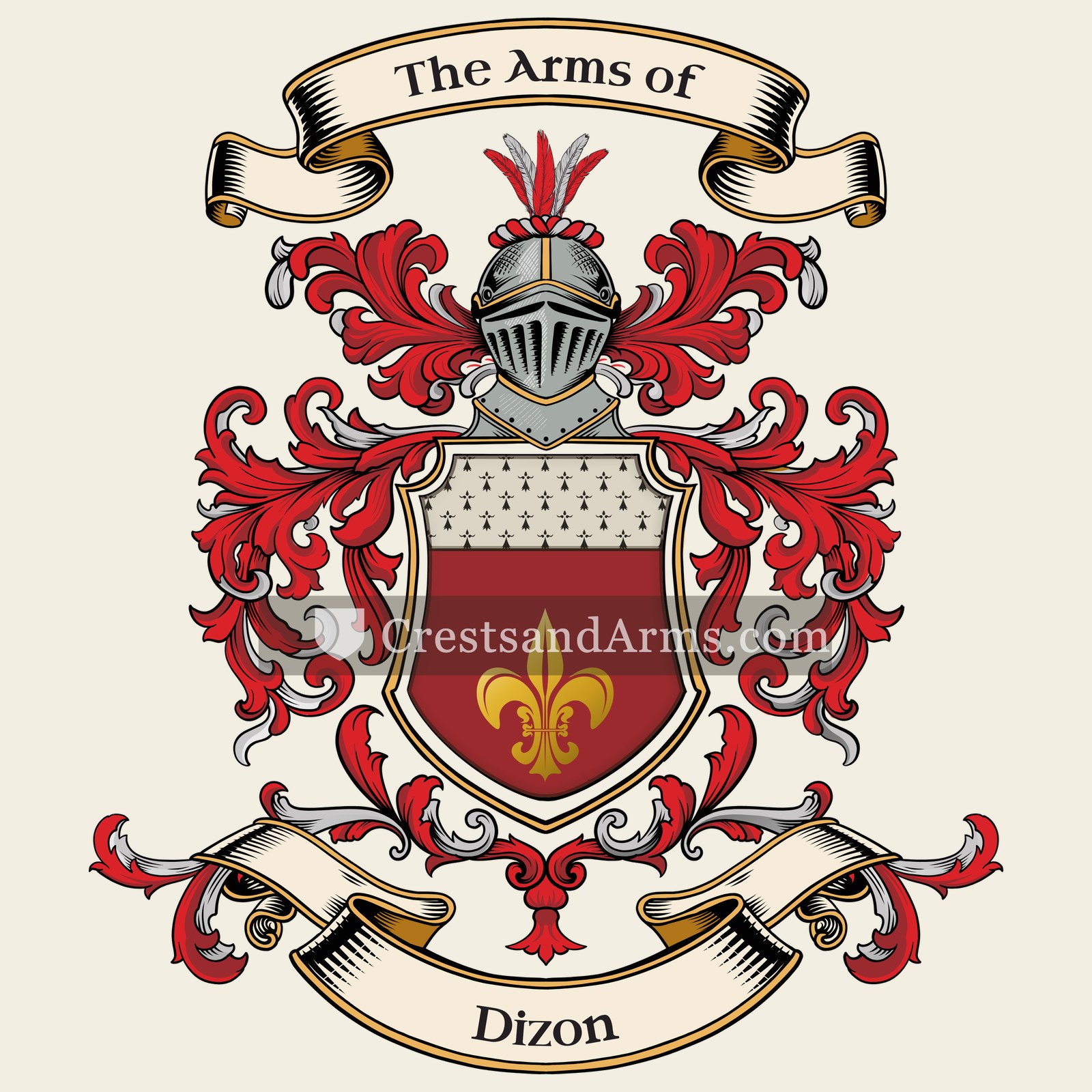 The Dizon coat of arms, drawn from the recorded blazon