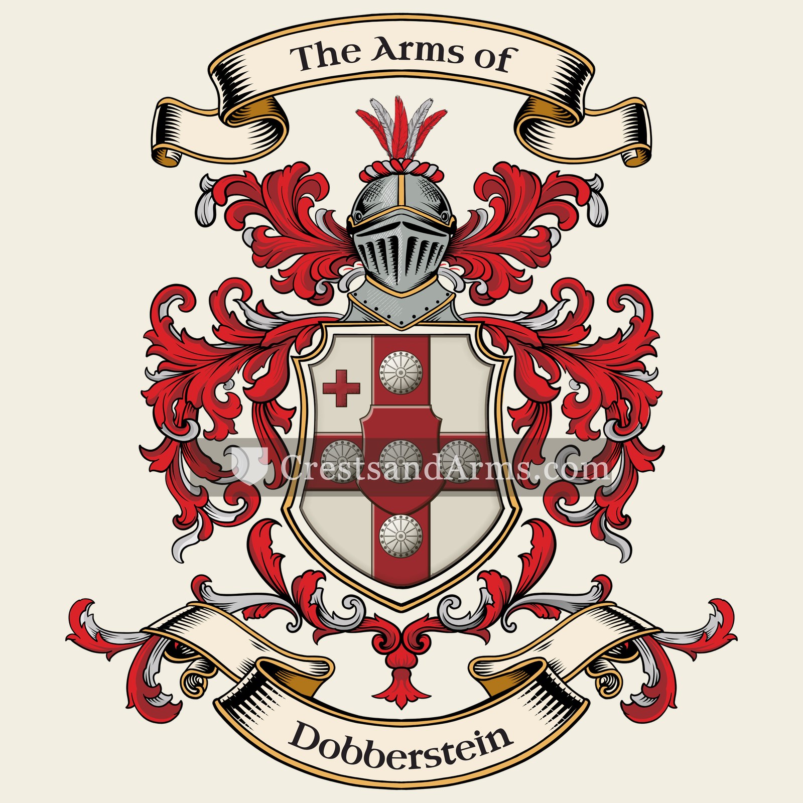 The Dobberstein coat of arms, drawn from the recorded blazon