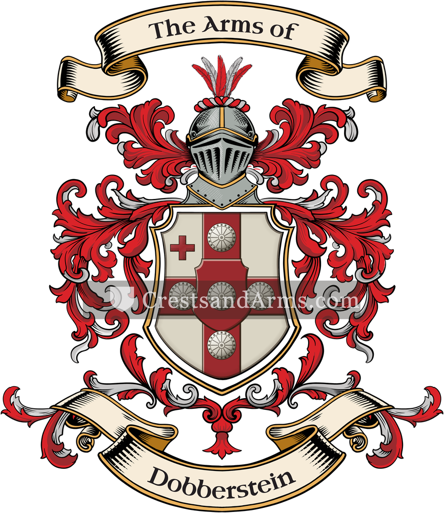 The Dobberstein coat of arms, drawn from the recorded blazon