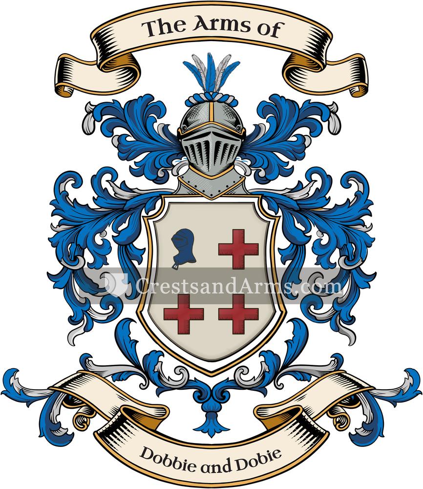 The Dobbie and Dobie coat of arms, drawn from the recorded blazon