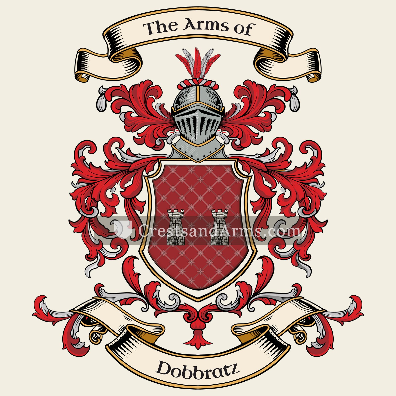 The Dobbratz coat of arms, drawn from the recorded blazon